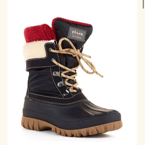 Storm By Cougar Creek Winter Rain Snow Boot in Black/Red Size 6 EUC - Picture 1 of 10